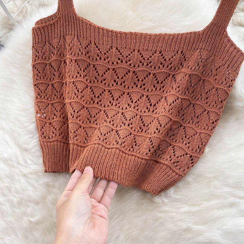 Esme Crochet Coord Set in Brown - Alamode By Akanksha
