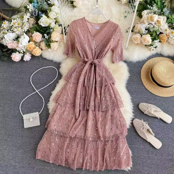 YWDJ Bridesmaid Dresses for Women Party Dress Summer Casual Floral Short  Sleeve Bandage V Neck Fashion Printed Graduation Dress Gift for Wedding  Guest Evening Party Graduation Birthday Party Tea Party - Walmart.com