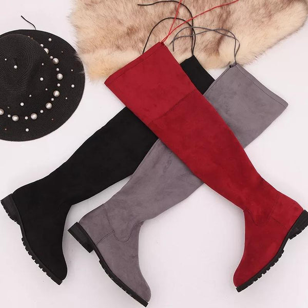 Red suede hotsell flat boots