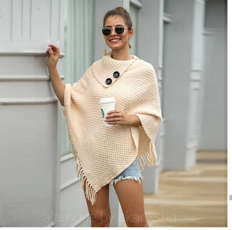Pegmove Tasseled Cape Sweaters - Alamode By Akanksha