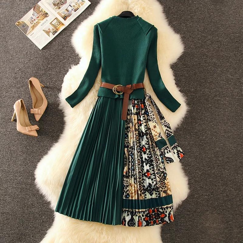 Tenker Bell Pleated Dress With Belt - Alamode By Akanksha