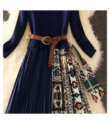 Tenker Bell Pleated Dress With Belt - Alamode By Akanksha