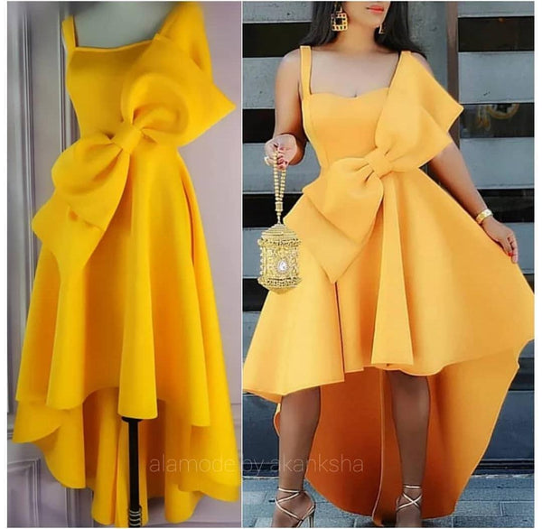 The Yellow Bow Dress - Alamode By Akanksha