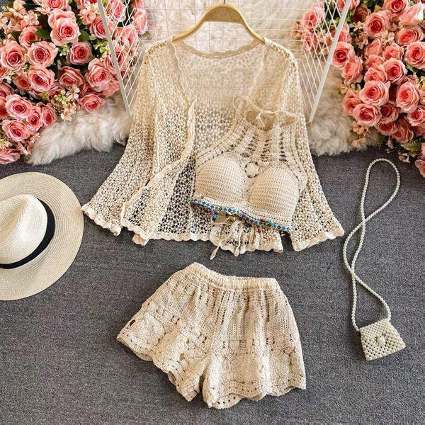 new arrival summer beachwaer 3 in 1 lace swimsuit