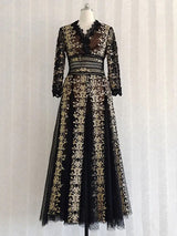 Orleans Embroidered Lace Mesh Midi Dress - Alamode By Akanksha