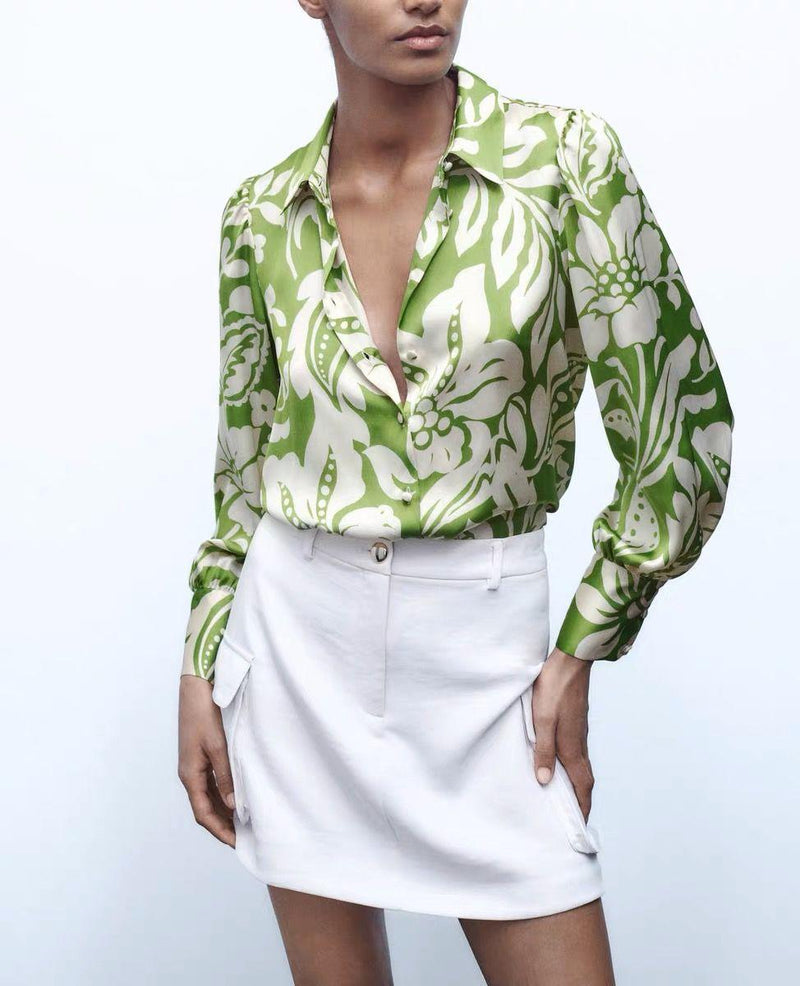 Reign Statement Floral Satin Shirt - Alamode By Akanksha