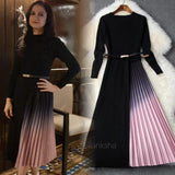 Buy Pink & Black Gradient Pleated Dress for Women Online at a la mode