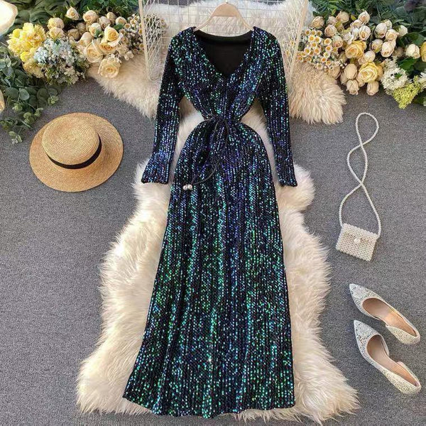 Dark Green Evening Floor Length Party Gown - lovelyweddingmall.com