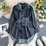 Winster Denim Shirt with Waist Bag - Alamode By Akanksha