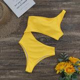 Yellow Cutout Swimsuit - Alamode By Akanksha