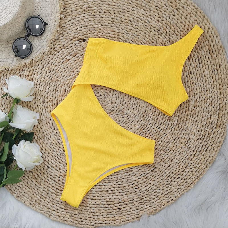 Yellow Cutout Swimsuit - Alamode By Akanksha