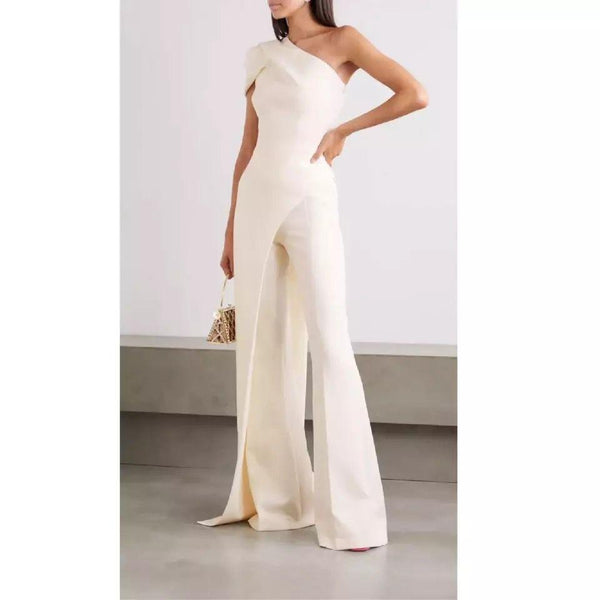 Meghan Statement Jumpsuit in White - Alamode By Akanksha