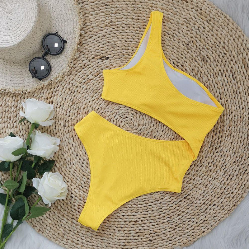 Yellow Cutout Swimsuit - Alamode By Akanksha