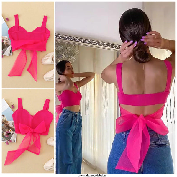 Fuschia Luxury Bow Tops - Alamode By Akanksha