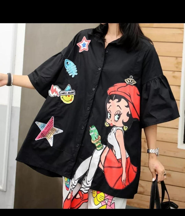 Cartoon Funky Shirt Dress - Alamode By Akanksha