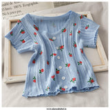 Cherry Buttoned Crop Top - Alamode By Akanksha