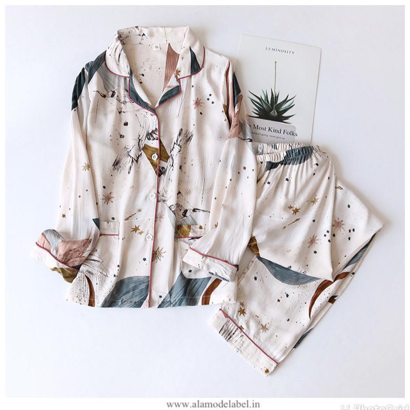 Fressia Cotton Nightsets - Alamode By Akanksha