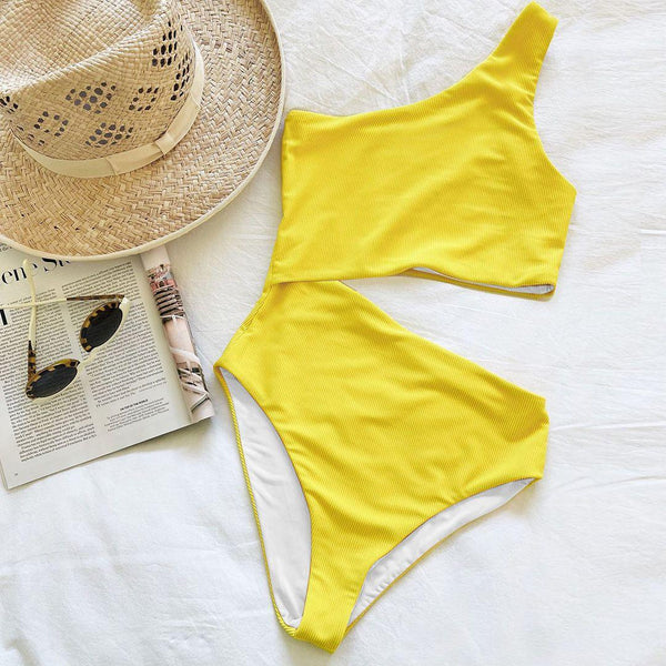 Yellow Cutout Swimsuit - Alamode By Akanksha