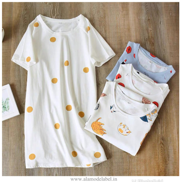 Silvesta Cotton Nightdress - Alamode By Akanksha