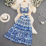 Suzie Porcelain Print Luxury Coord Set - Alamode By Akanksha