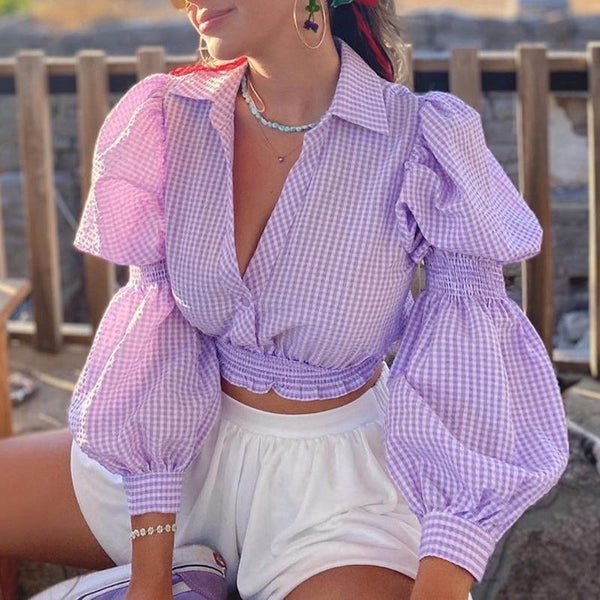 Clara Gingham Statement Blouse - Alamode By Akanksha