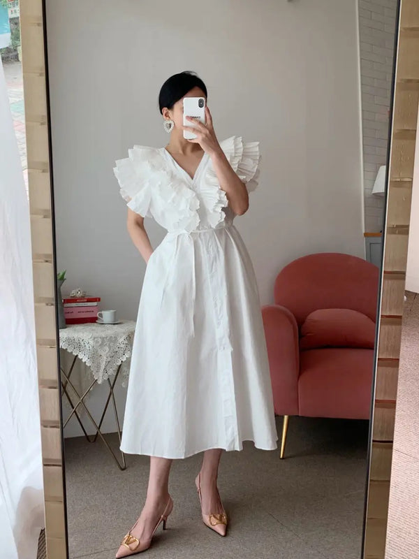 Mimi Ruffled Cotton Dress - Alamode By Akanksha