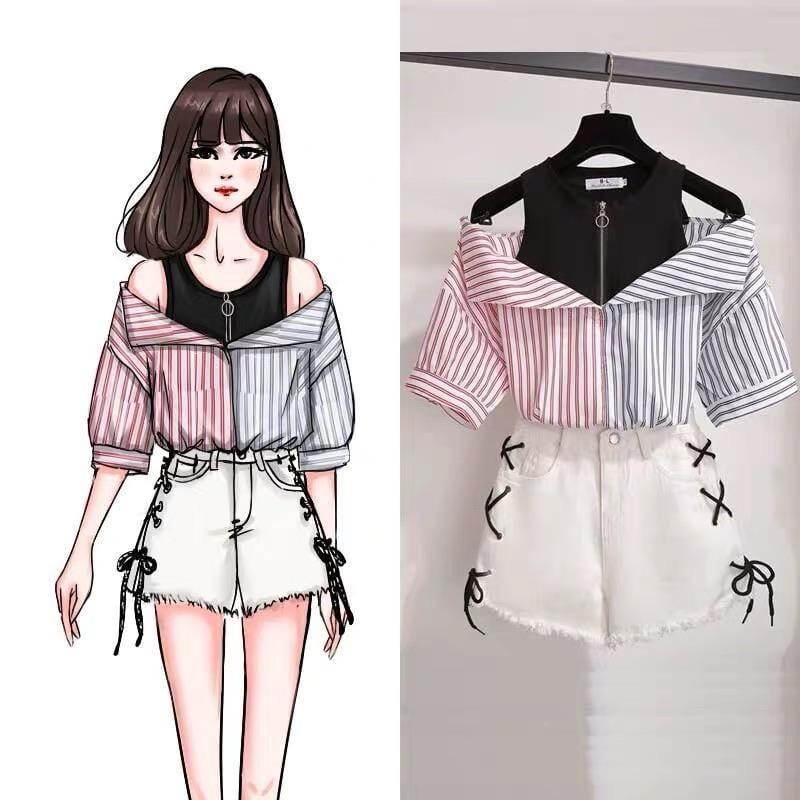 Trexa Set of Top and Laced Shorts - Alamode By Akanksha