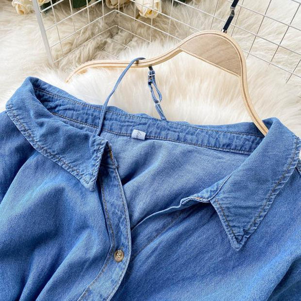 Mathews Denim Dress with Belt - Alamode By Akanksha