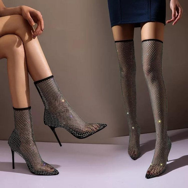 Lamoda Vegan Leather Knee High Platform Heel Boots - Black – Dolls Kill