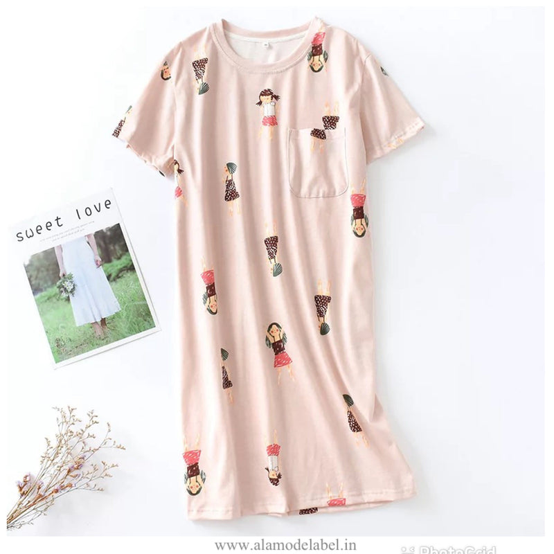 Silvesta Cotton Nightdress - Alamode By Akanksha
