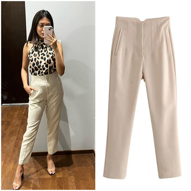 Fashion (5491 Blue)High Waist Office Lady Pants Korean Fashion Ladies  Full-length Straight Pants Women Formal Work Wear Solid Trousers WEF @ Best  Price Online | Jumia Egypt